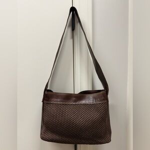 Bottega Veneta Vintage Woven Brown Leather Shoulder Bag